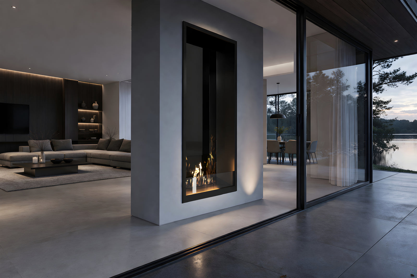 Fame Vertical See-through Fireplace Single Full Glass 70 x 160 cm