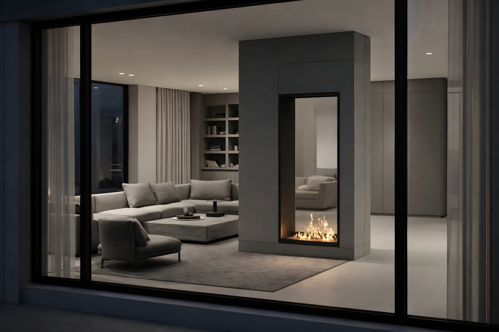 Fame Vertical See-through Fireplace Single Full Glass 70 x 100 cm
