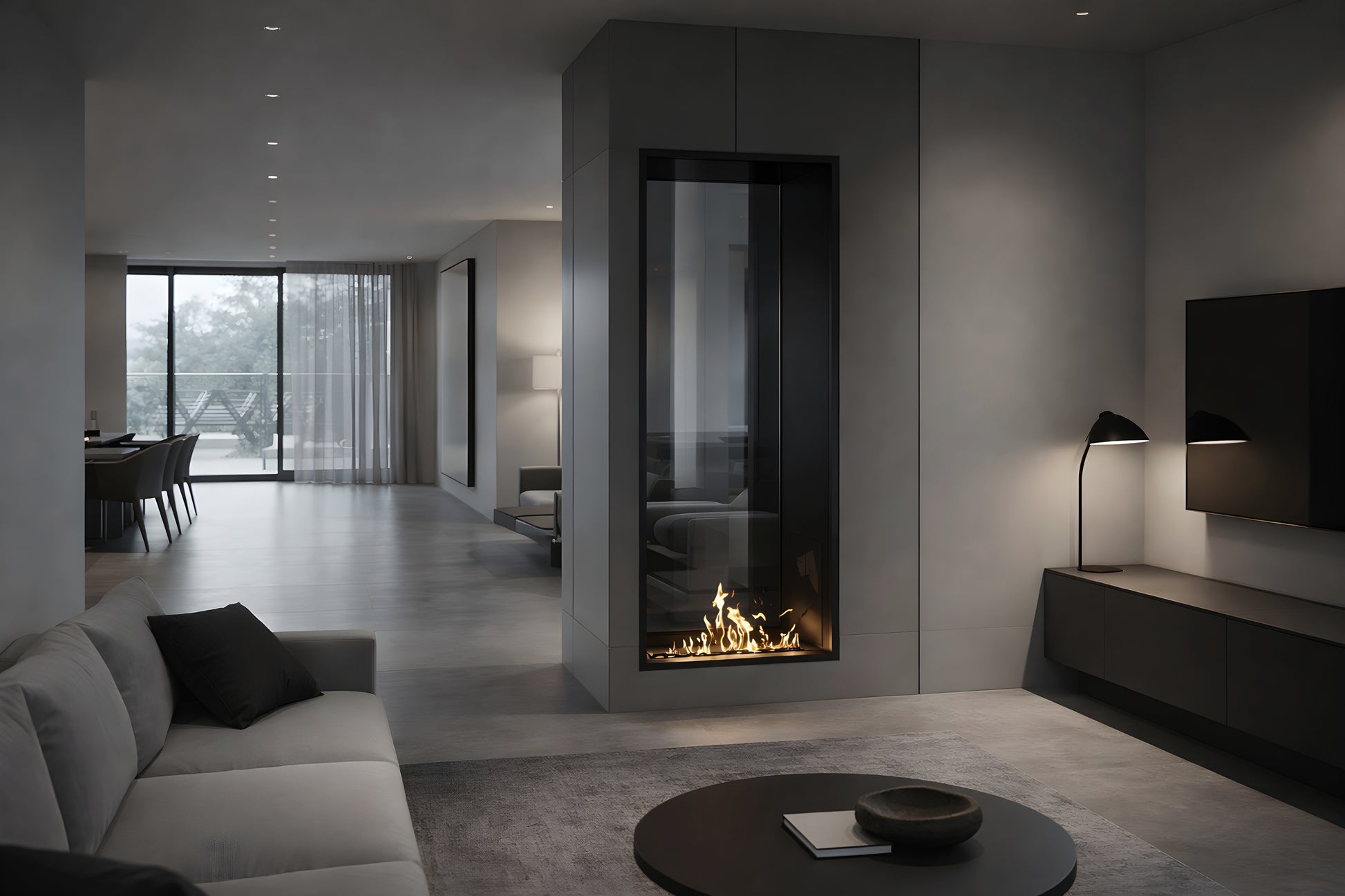 Fame Vertical See-through Fireplace Single Full Glass 70 x 100 cm