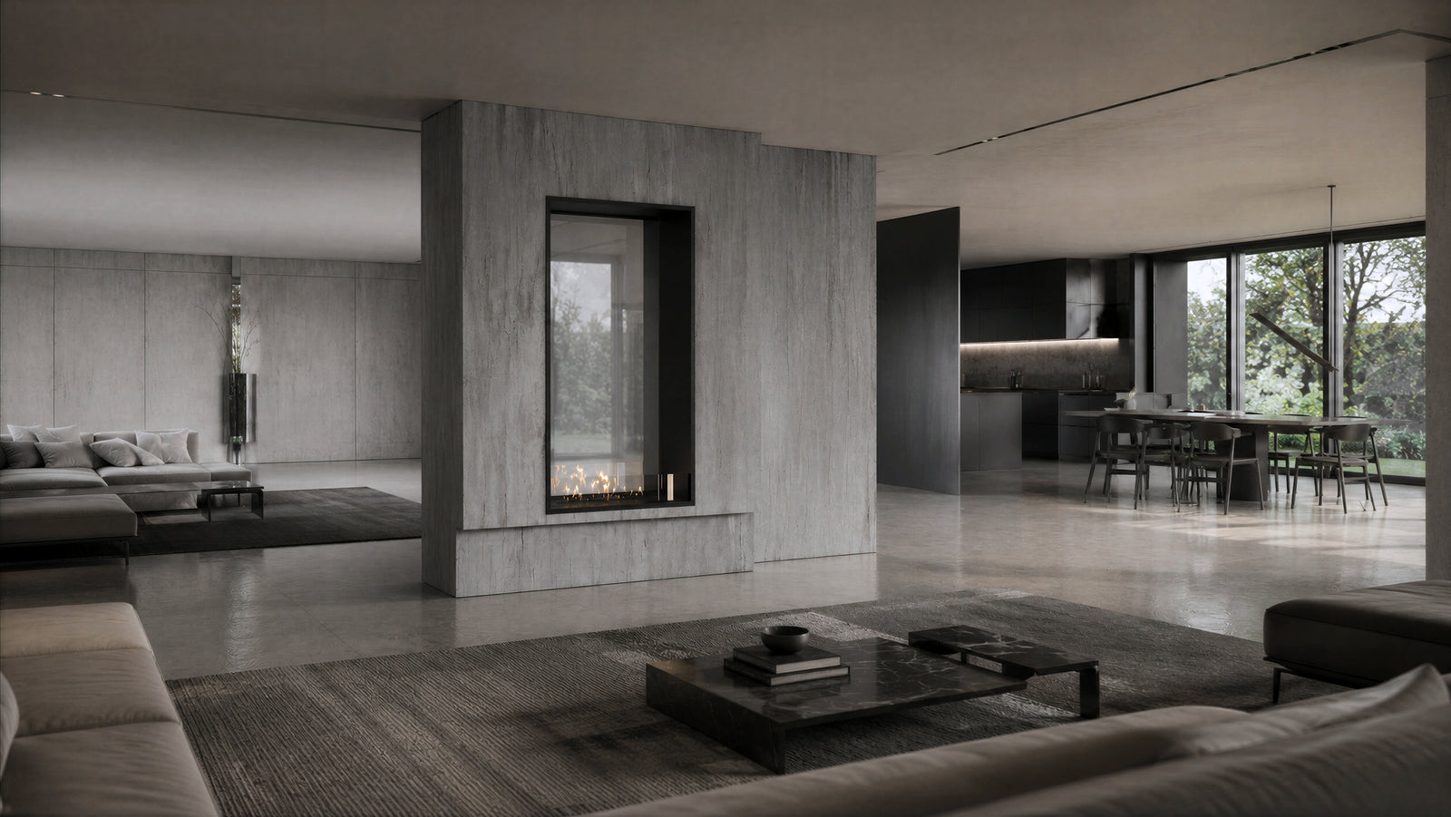 Fame Vertical See-through Fireplace Single Full Glass 70 x 100 cm