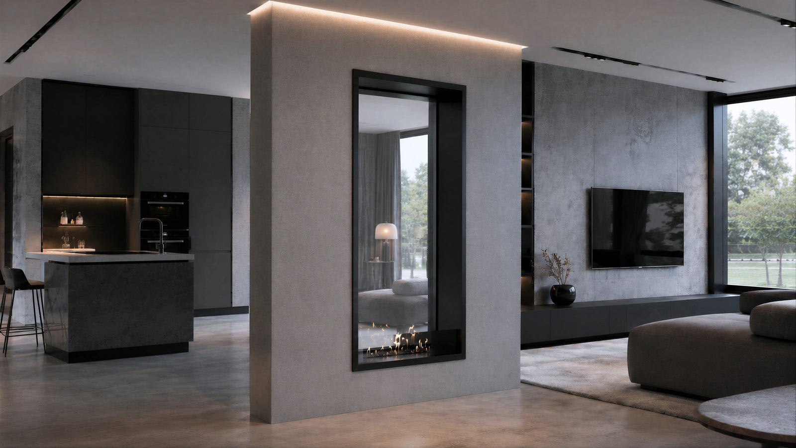 Fame Vertical See-through Fireplace Single Full Glass 70 x 120 cm