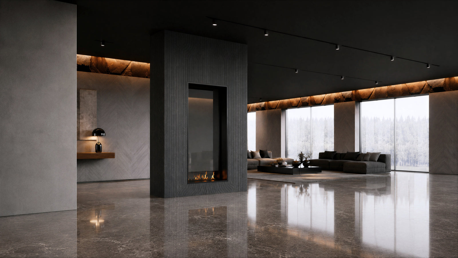 Fame Vertical See-through Fireplace Single Full Glass 70 x 140 cm