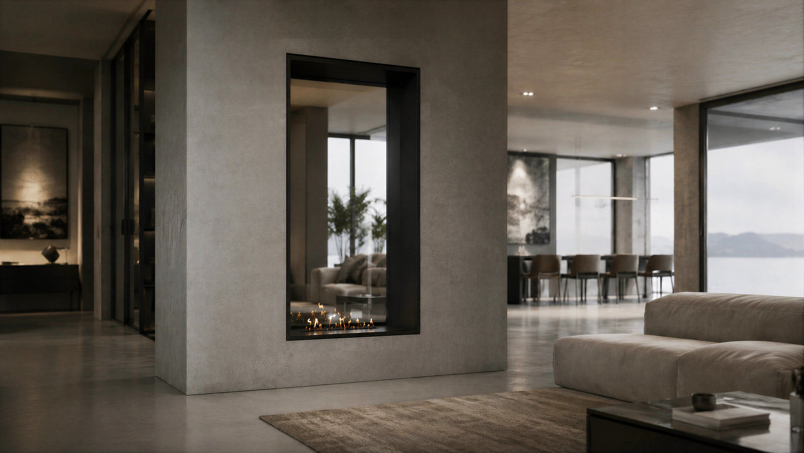 Fame Vertical See-through Fireplace Single Full Glass 70 x 160 cm