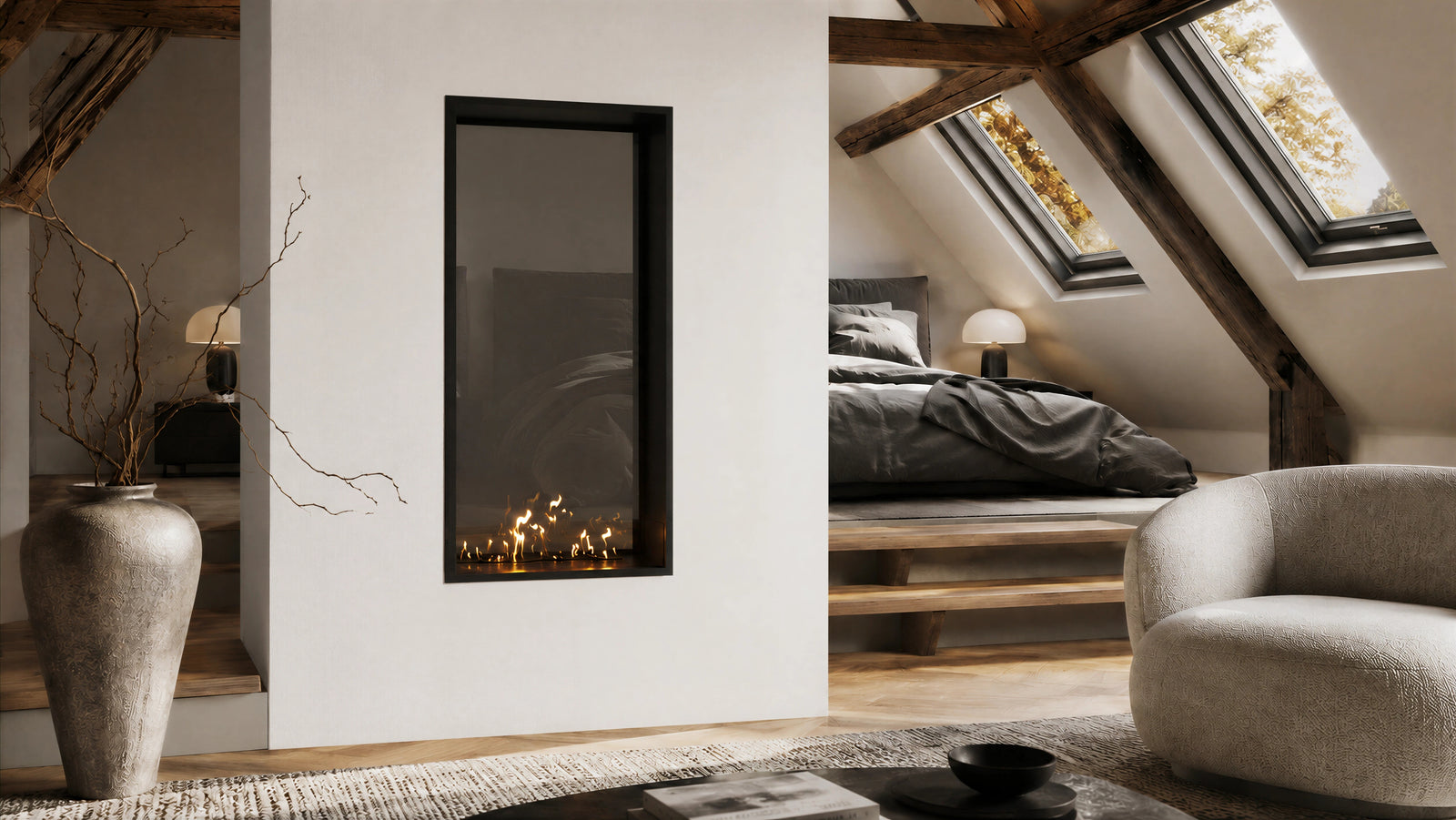 Fame Vertical See-through Fireplace Single Full Glass 70 x 180 cm