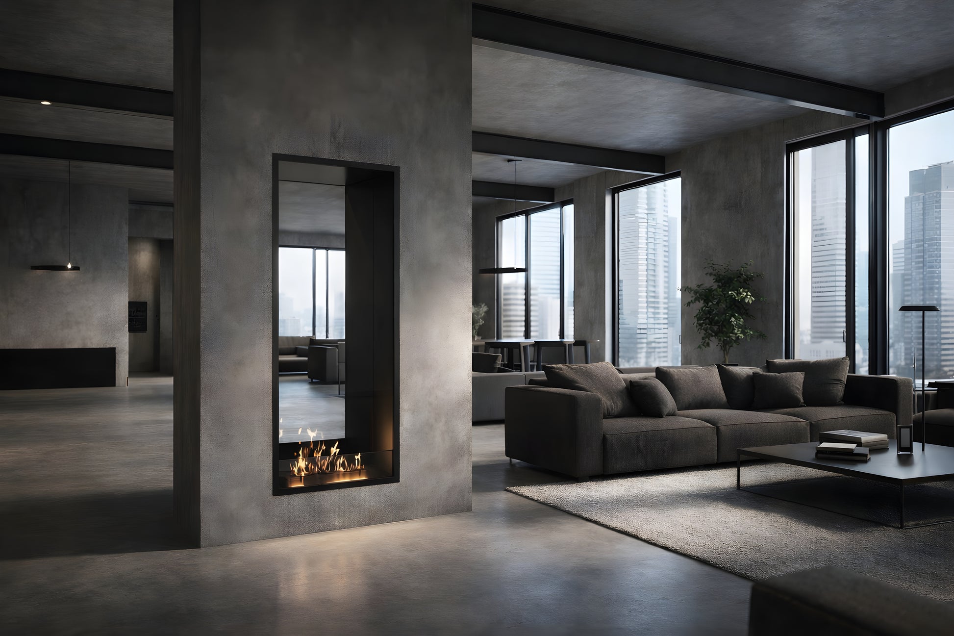 Fame Vertical See-through Fireplace Single Full Glass 80 x 140 cm