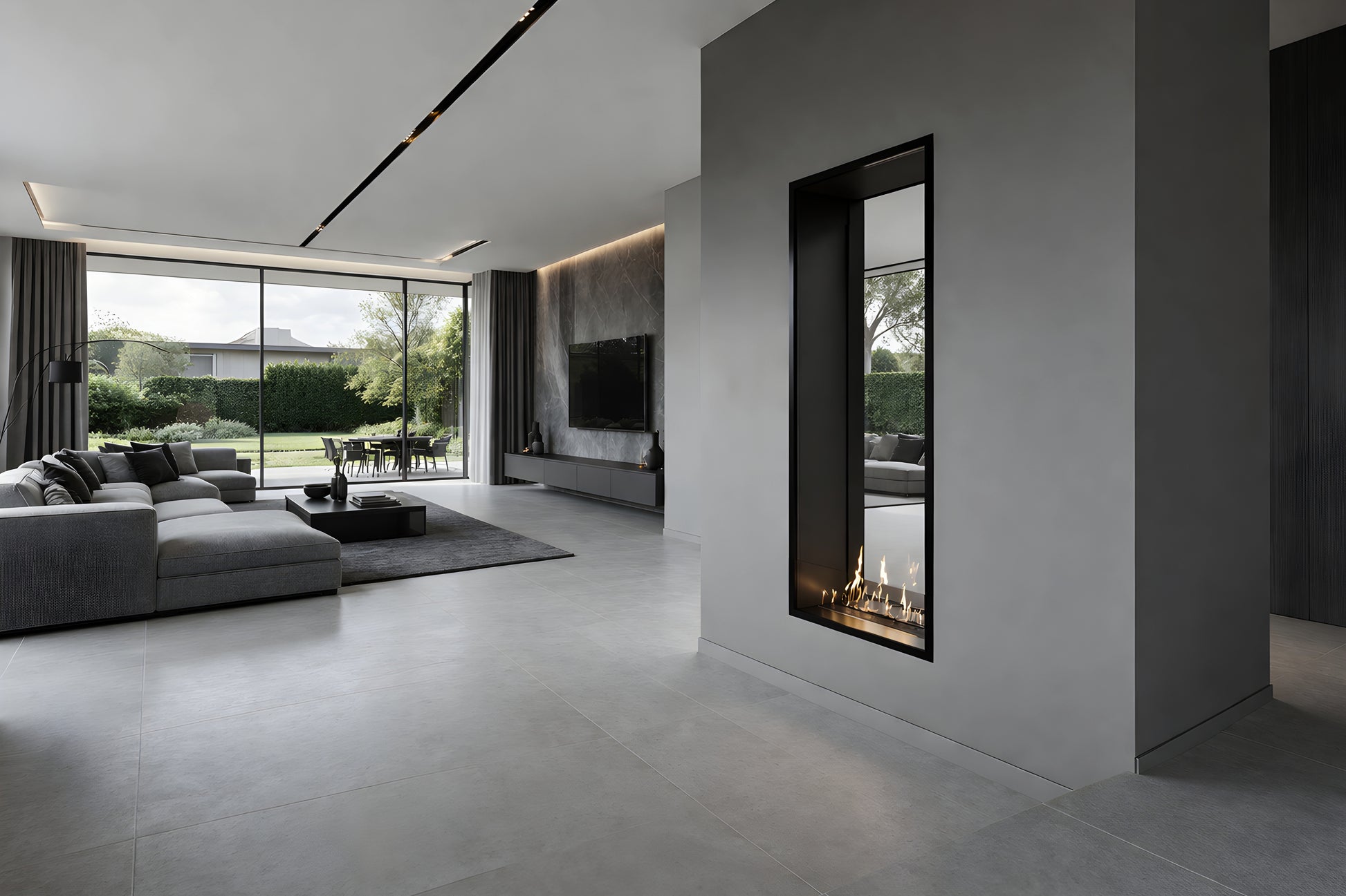 Fame Vertical See-through Fireplace Single Full Glass 80 x 140 cm