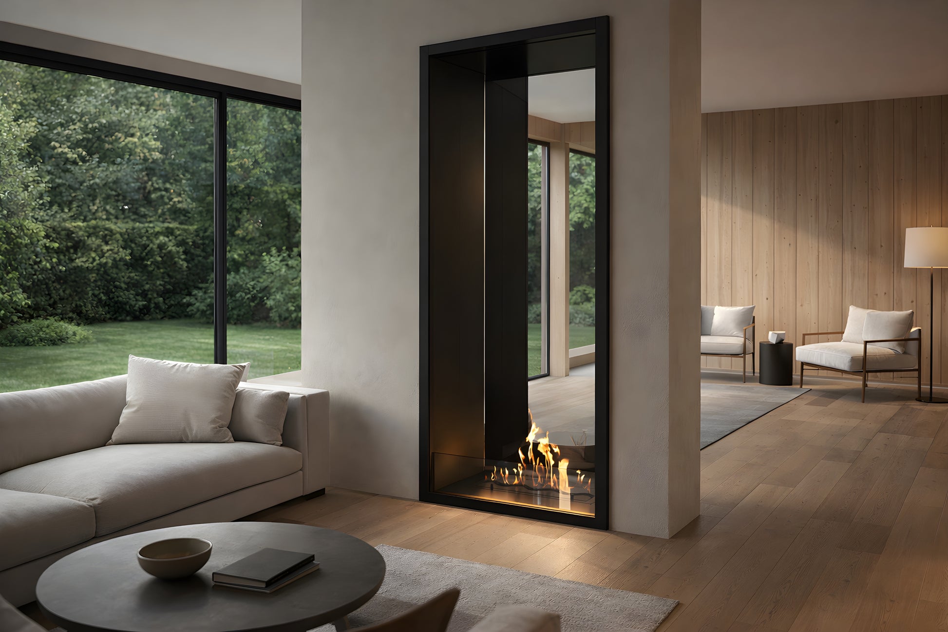Fame Vertical See-through Fireplace Single Full Glass 80 x 140 cm