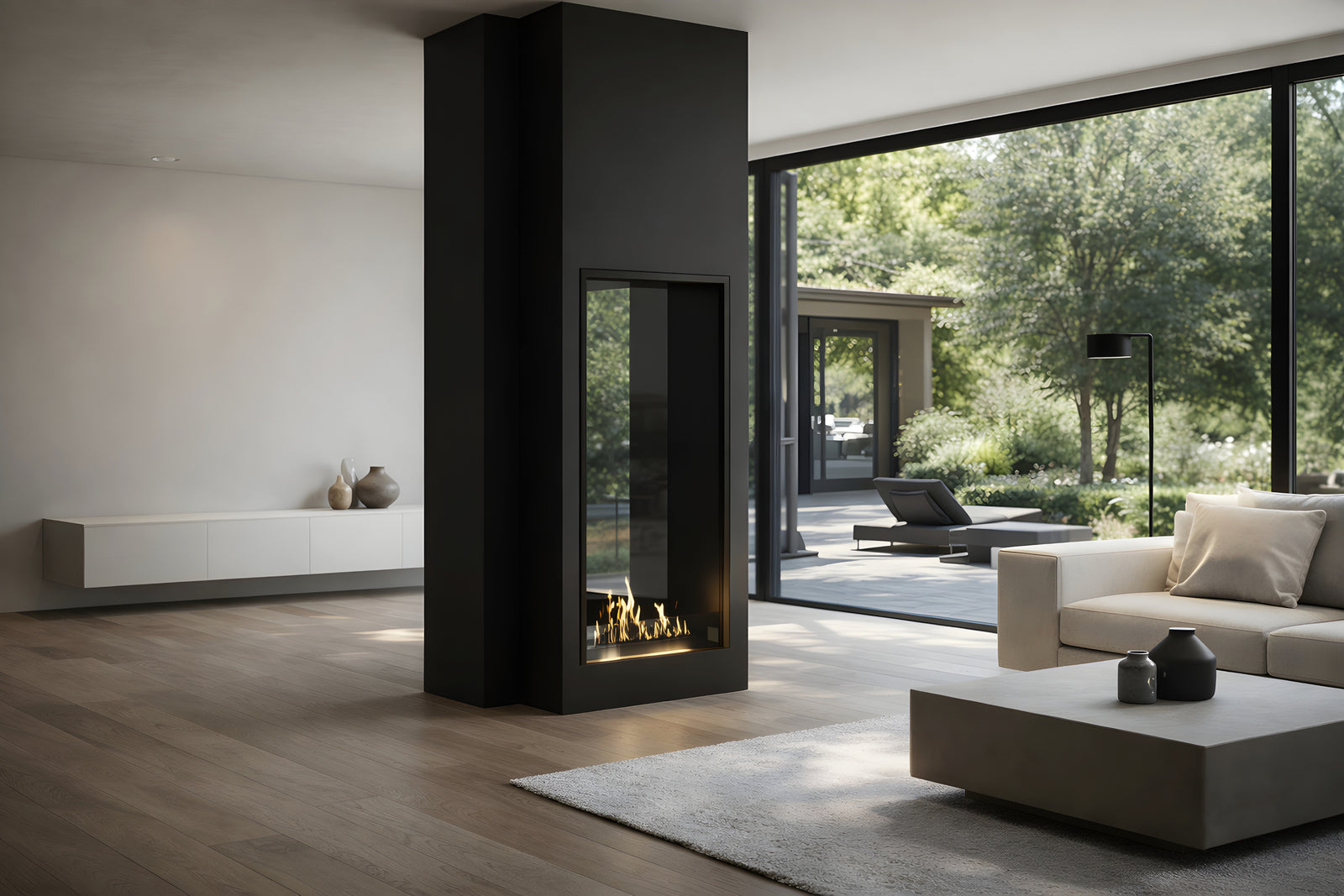 Fame Vertical See-through Fireplace Single Full Glass 80 x 160 cm