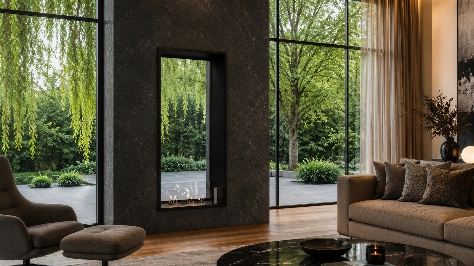 Fame Vertical See-through Fireplace Single Full Glass 80 x 100 cm