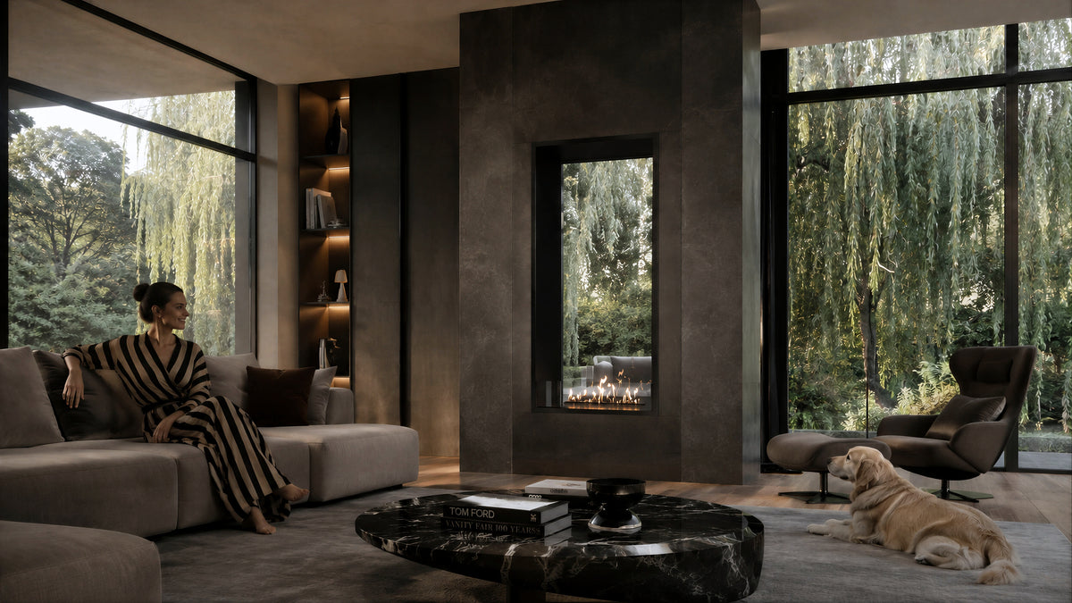 Fame Vertical See-through Fireplace Single Full Glass 80 x 120 cm