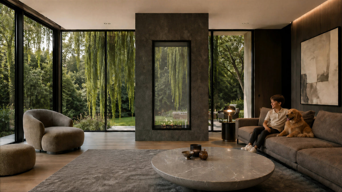 Fame Vertical See-through Fireplace Single Full Glass 80 x 120 cm