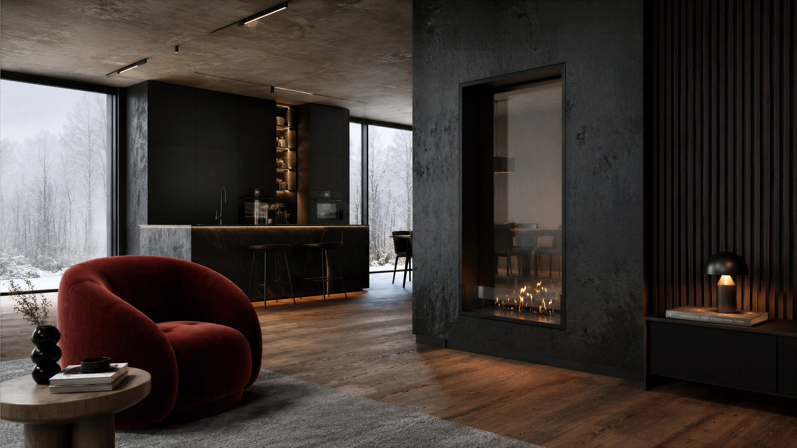 Fame Vertical See-through Fireplace Single Full Glass 80 x 160 cm