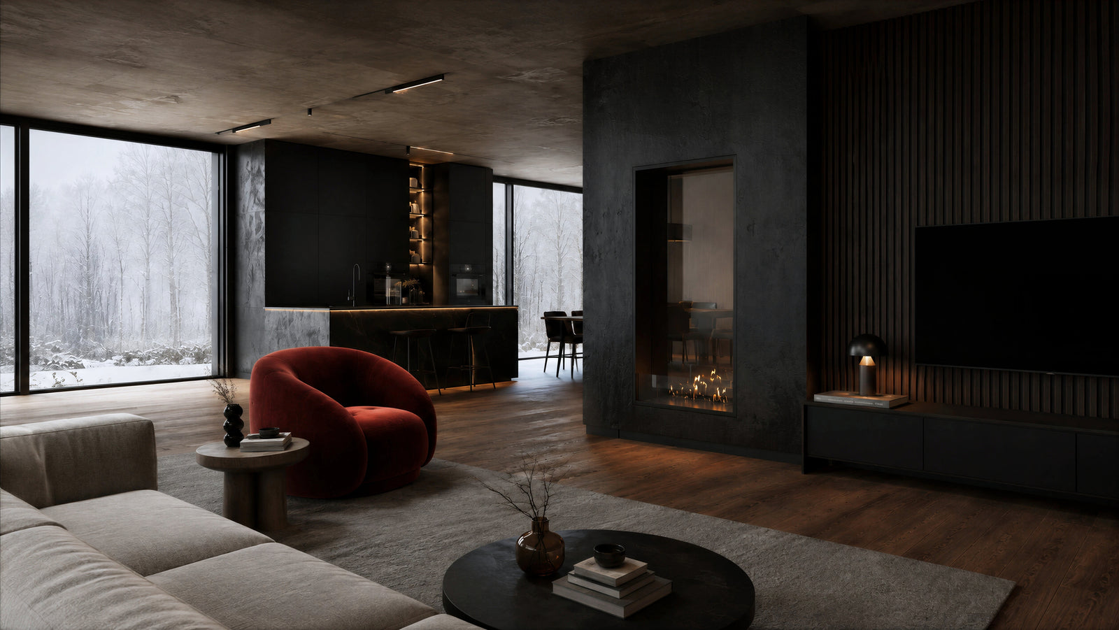 Fame Vertical See-through Fireplace Single Full Glass 80 x 160 cm