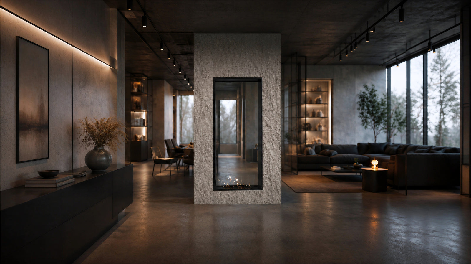 Fame Vertical See-through Fireplace Single Full Glass 80 x 180 cm