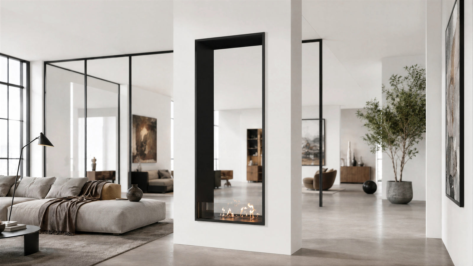 Fame Vertical See-through Fireplace Single Full Glass 80 x 200 cm