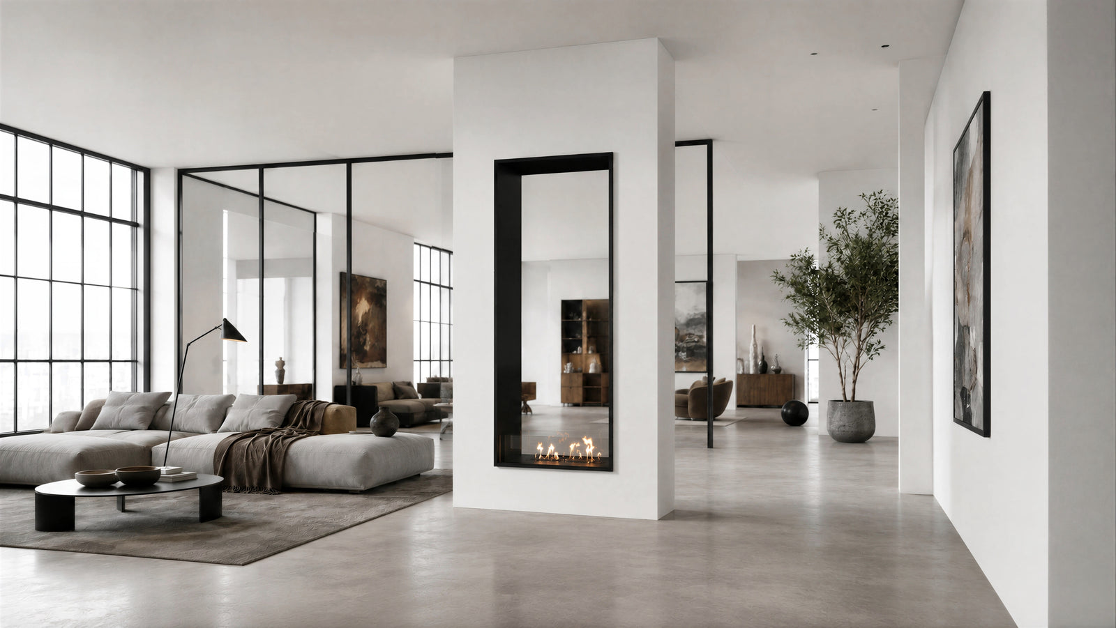 Fame Vertical See-through Fireplace Single Full Glass 80 x 200 cm