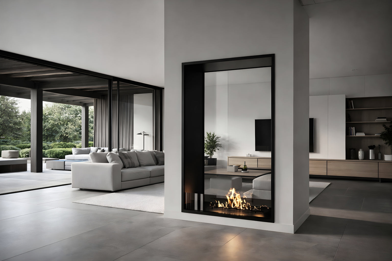 Fame Vertical See-through Fireplace Single Full Glass 90 x 160 cm