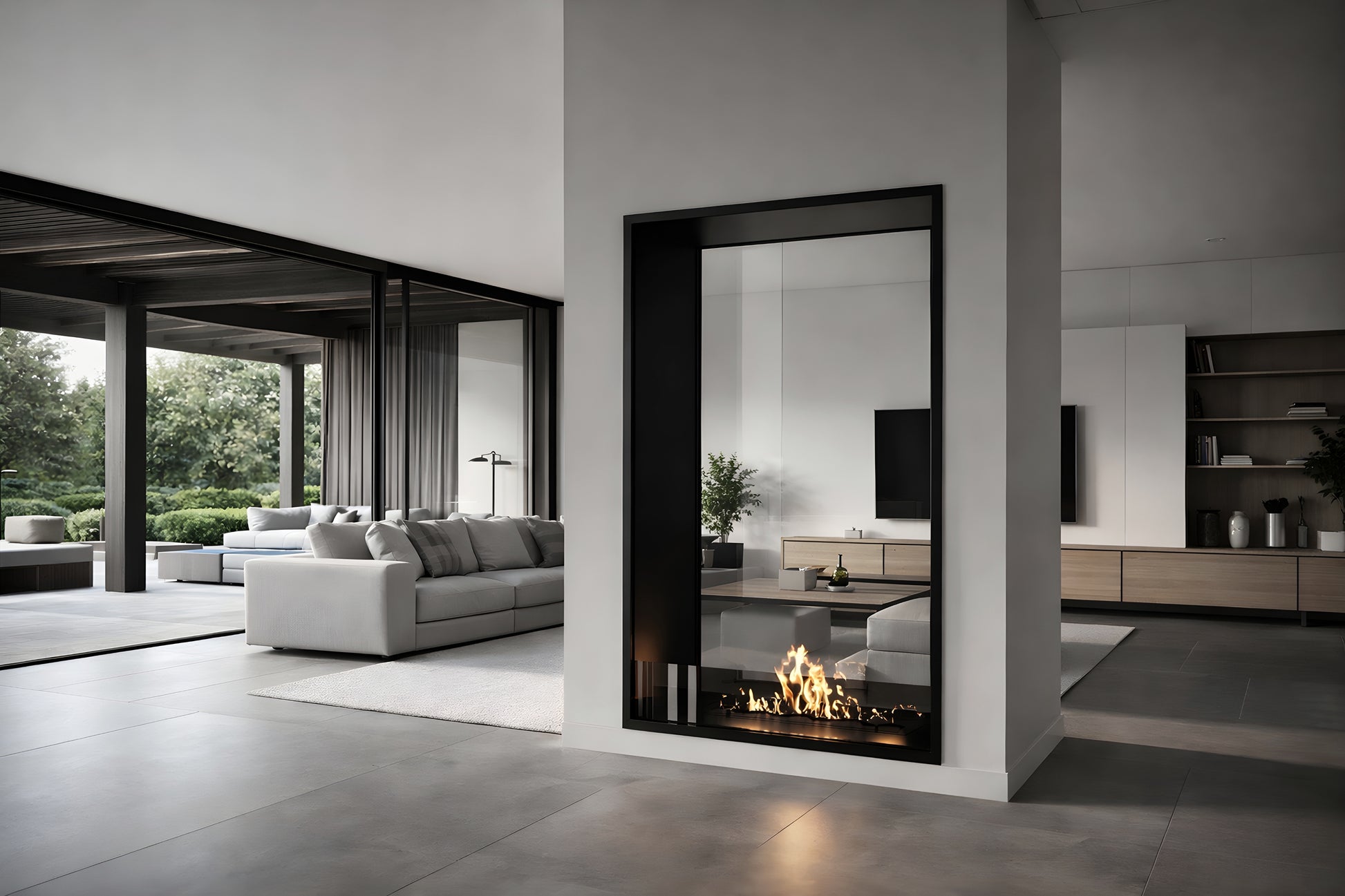 Fame Vertical See-through Fireplace Single Full Glass 90 x 100 cm