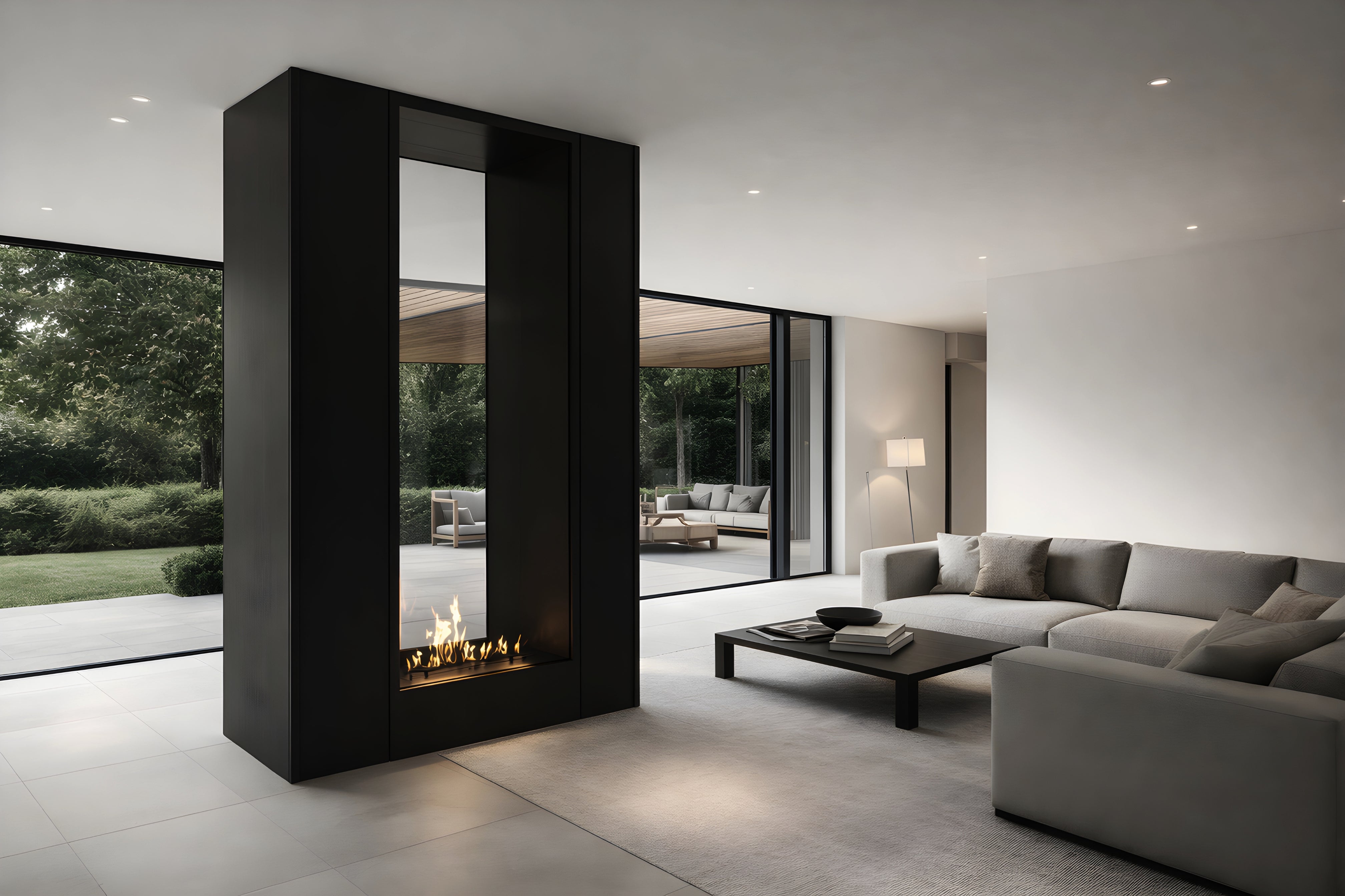 Image of Fame Vertical See-through Fireplace Single Full Glass 90 x 100 cm