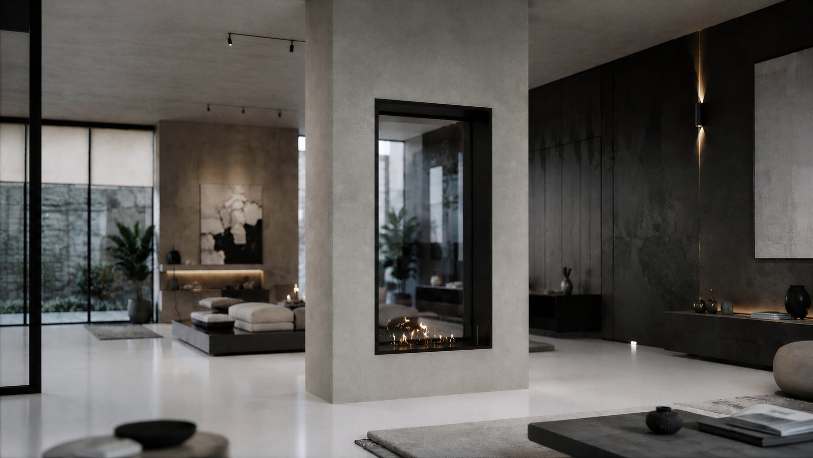 Fame Vertical See-through Fireplace Single Full Glass 90 x 100 cm