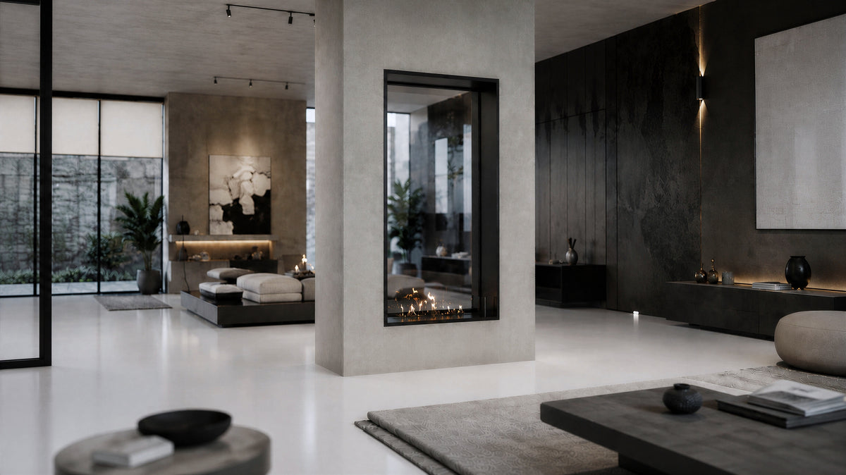 Fame Vertical See-through Fireplace Single Full Glass 90 x 100 cm