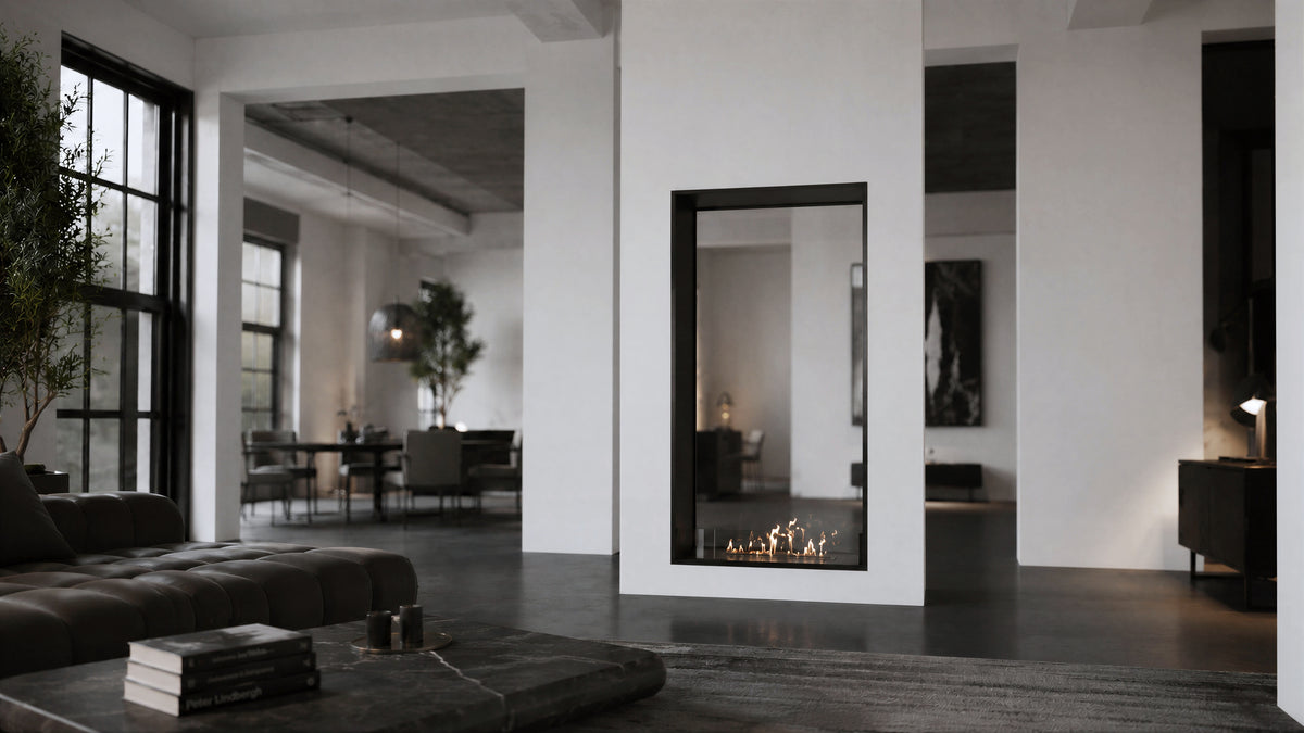 Fame Vertical See-through Fireplace Single Full Glass 90 x 120 cm