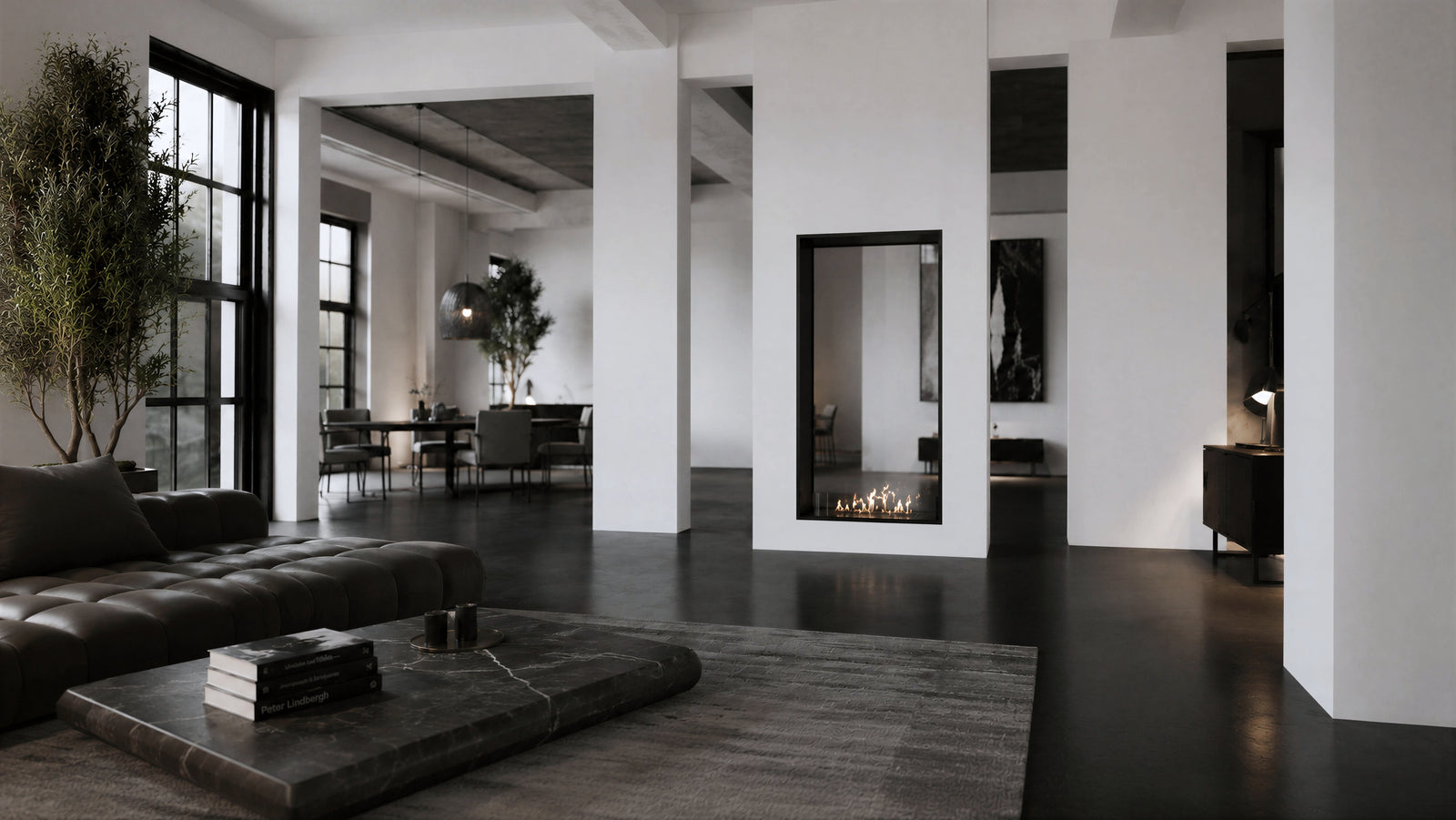 Fame Vertical See-through Fireplace Single Full Glass 90 x 120 cm