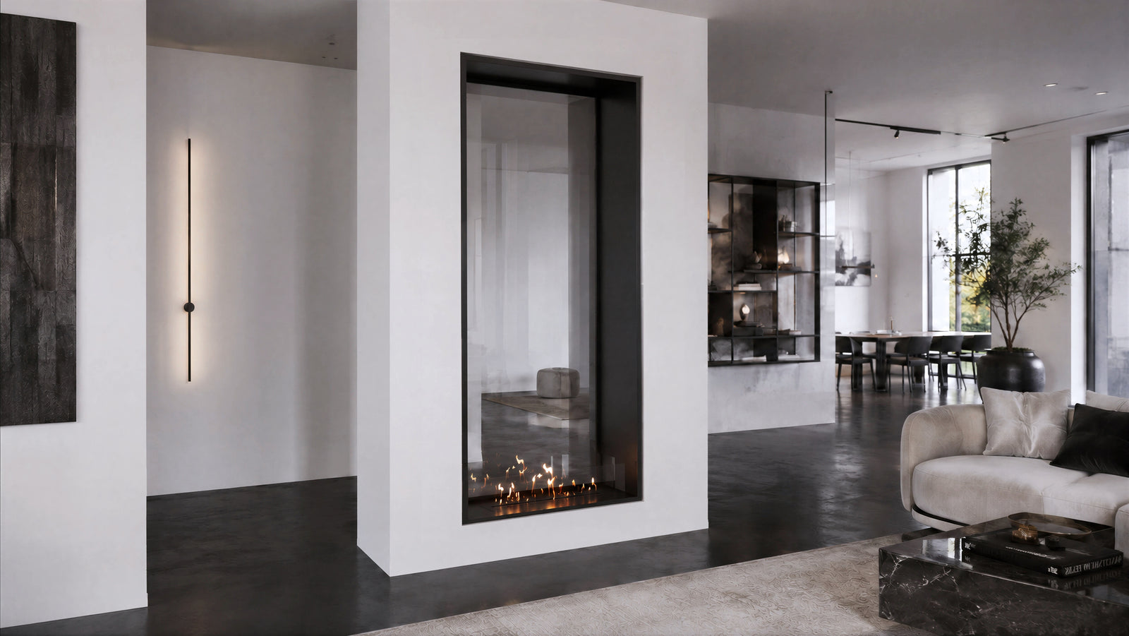 Fame Vertical See-through Fireplace Single Full Glass 90 x 160 cm