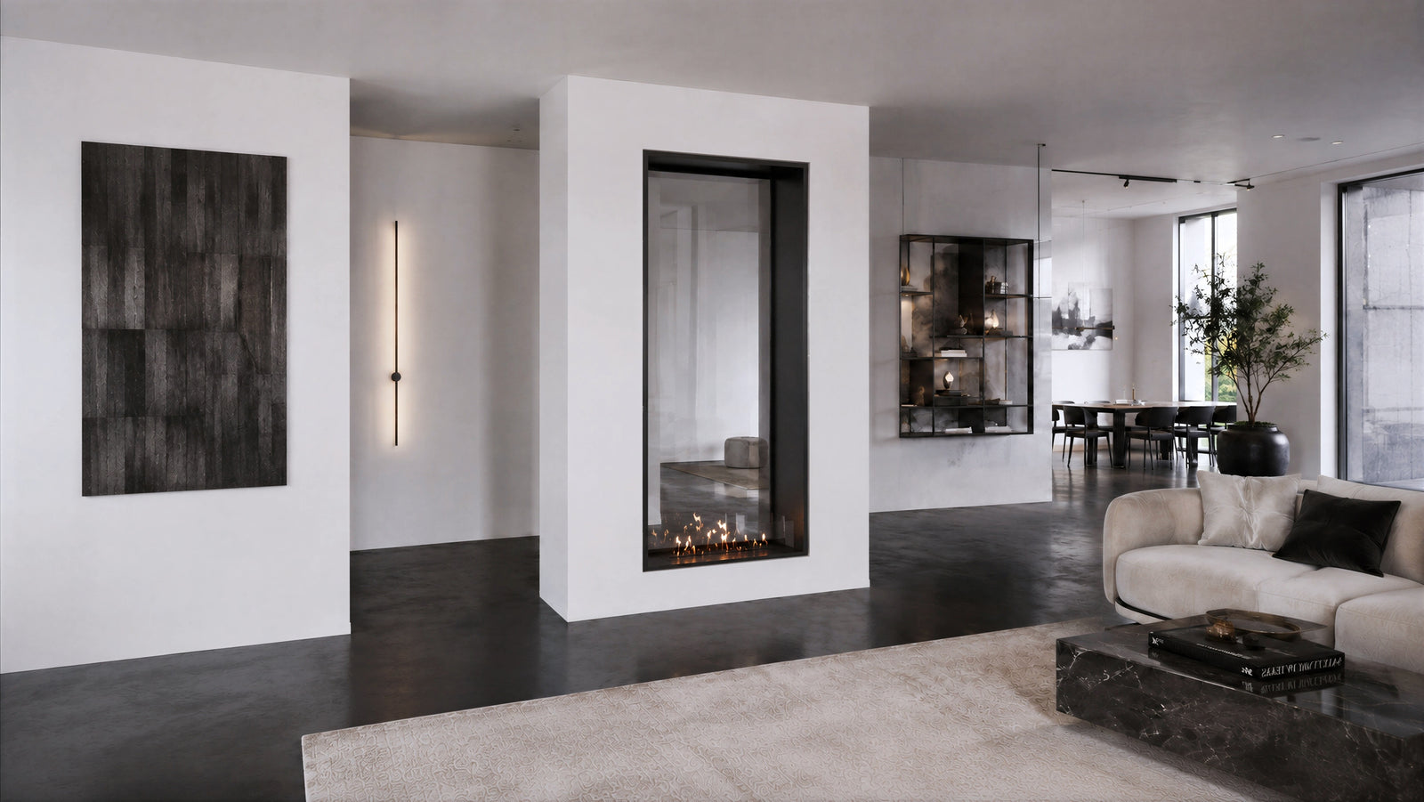 Fame Vertical See-through Fireplace Single Full Glass 90 x 160 cm