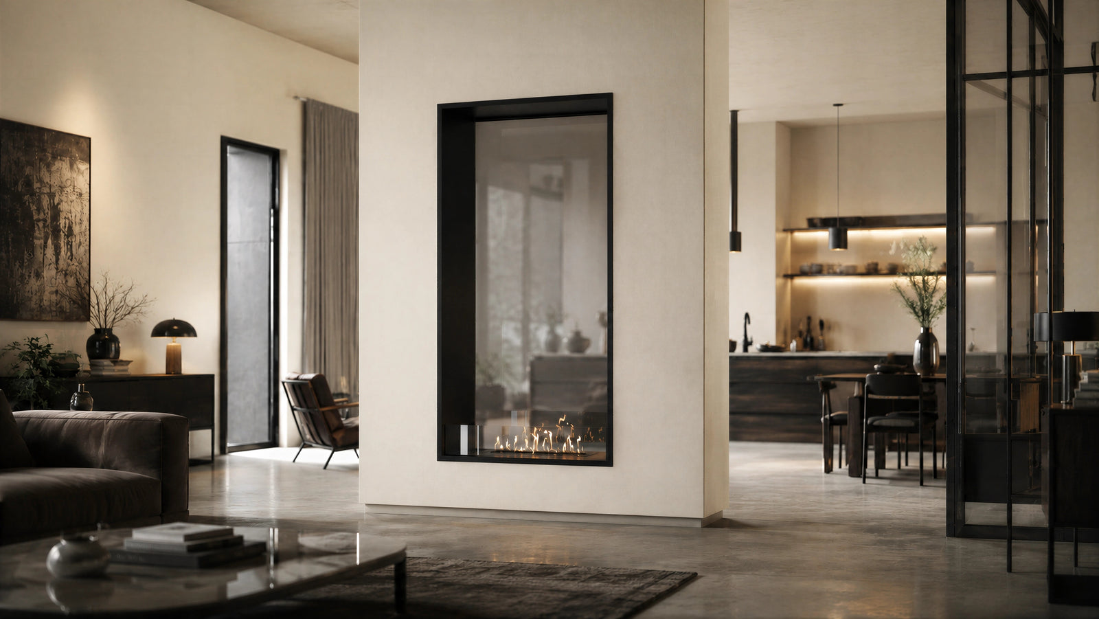 Fame Vertical See-through Fireplace Single Full Glass 90 x 180 cm