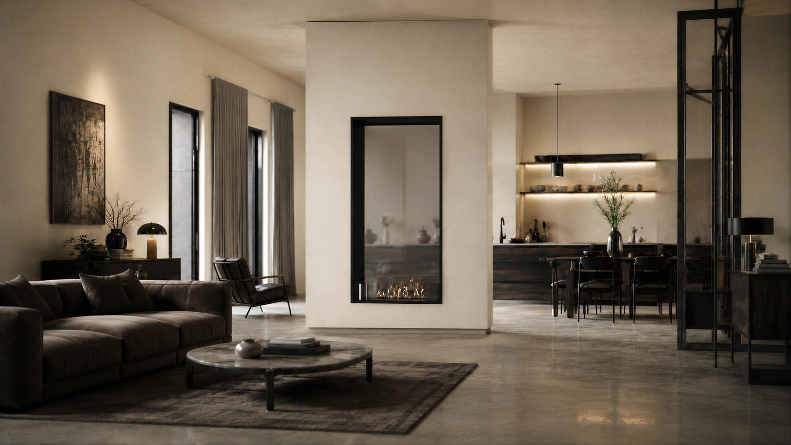 Fame Vertical See-through Fireplace Single Full Glass 90 x 180 cm