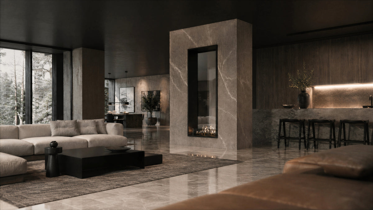 Fame Vertical See-Through Fireplace Single Full Glass 60 x 180 cm