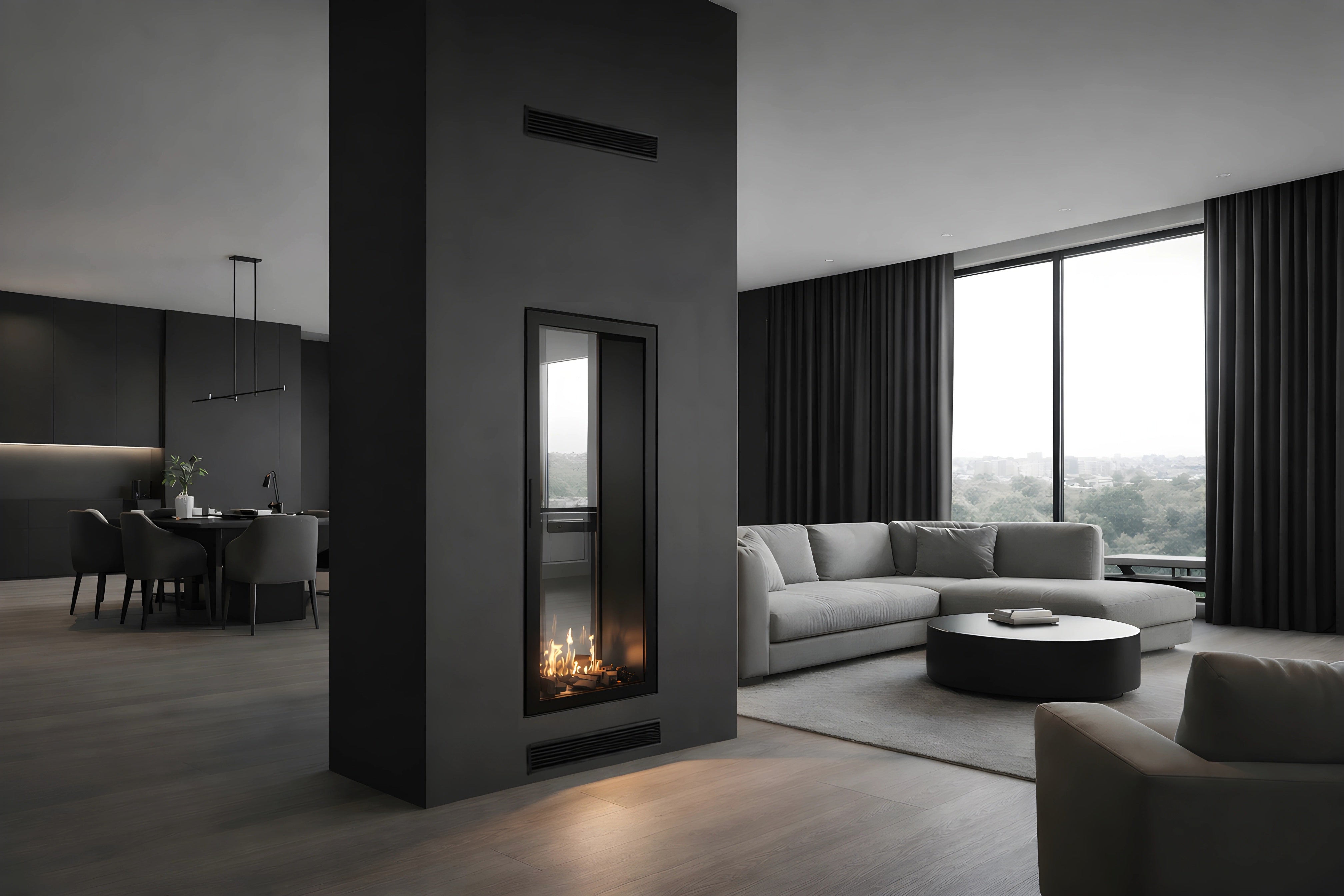 Image of Fame Vertical See-Through Fireplace Full Glass 60 x 100 cm