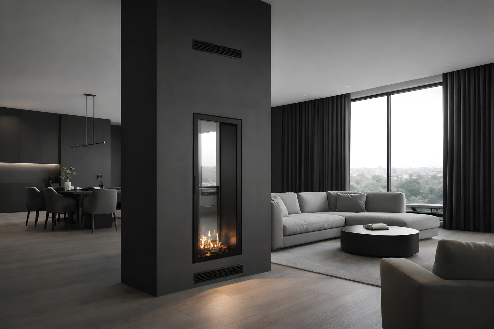 Fame Vertical See-Through Fireplace Full Glass 60 x 100 cm
