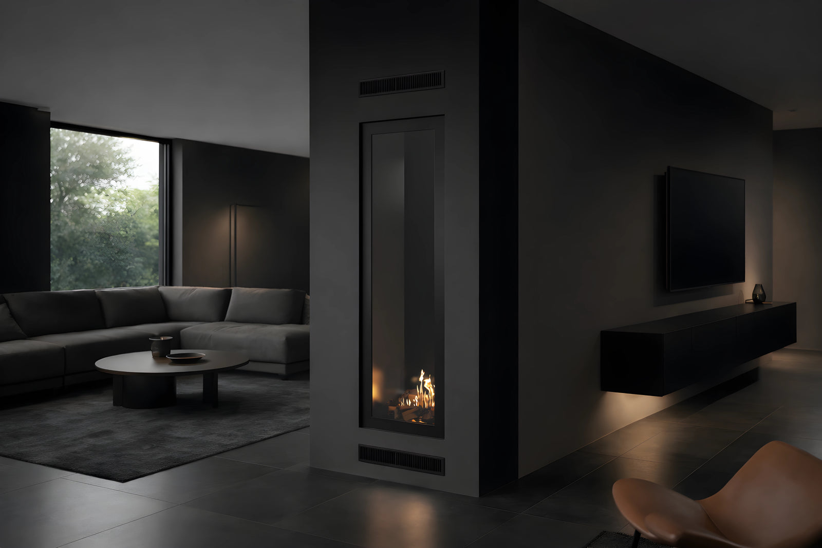 Fame Vertical See-Through Fireplace Full Glass 60 x 100 cm