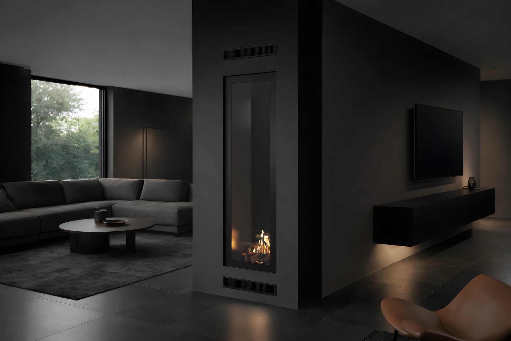 Fame Vertical See-Through Fireplace Full Glass 60 x 100 cm