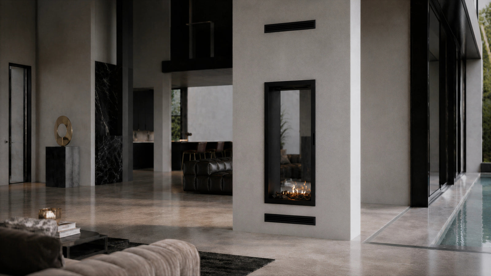 Fame Vertical See-Through Fireplace Full Glass 60 x 100 cm