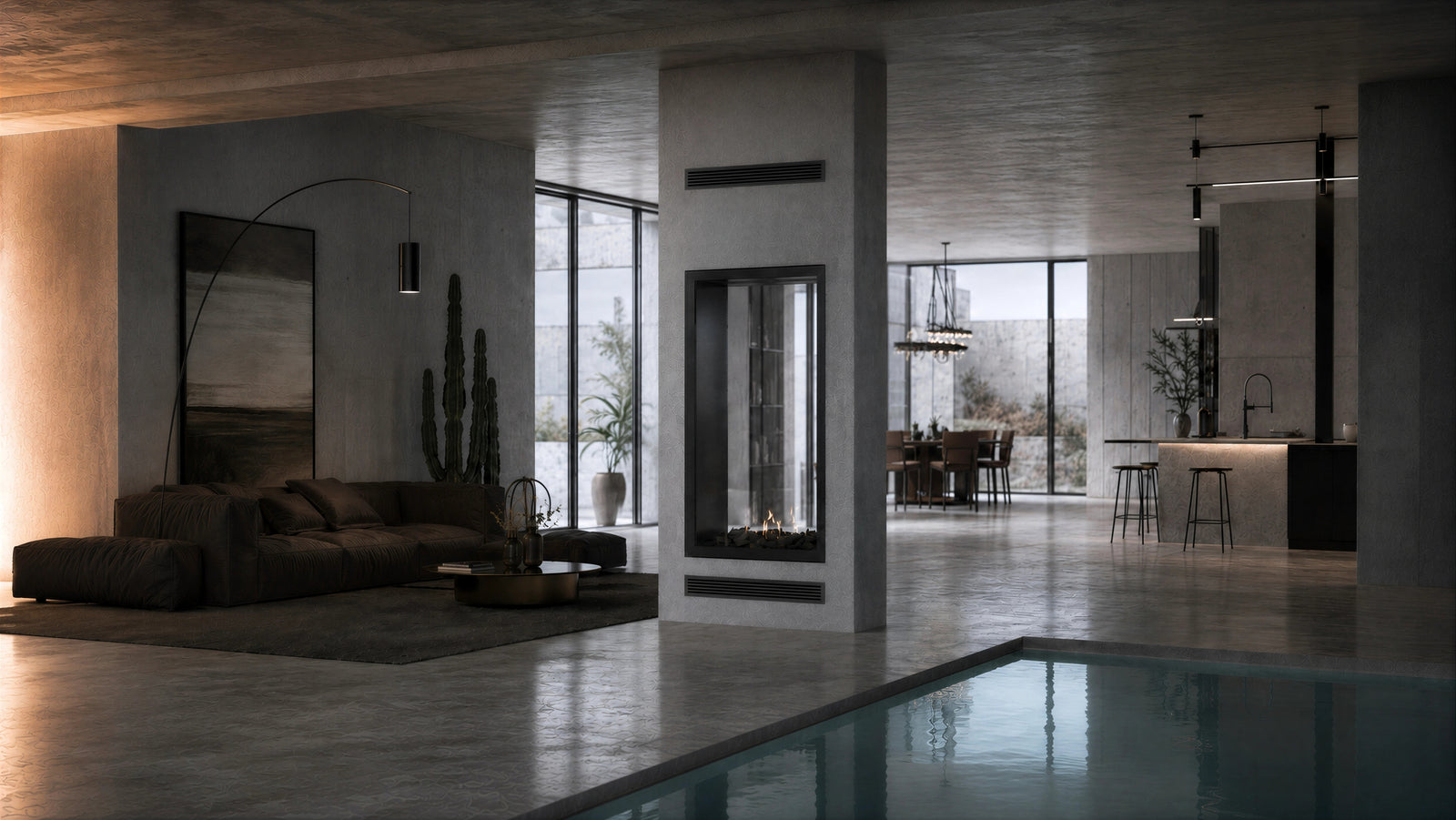 Fame Vertical See-Through Fireplace Full Glass 60 x 120 cm