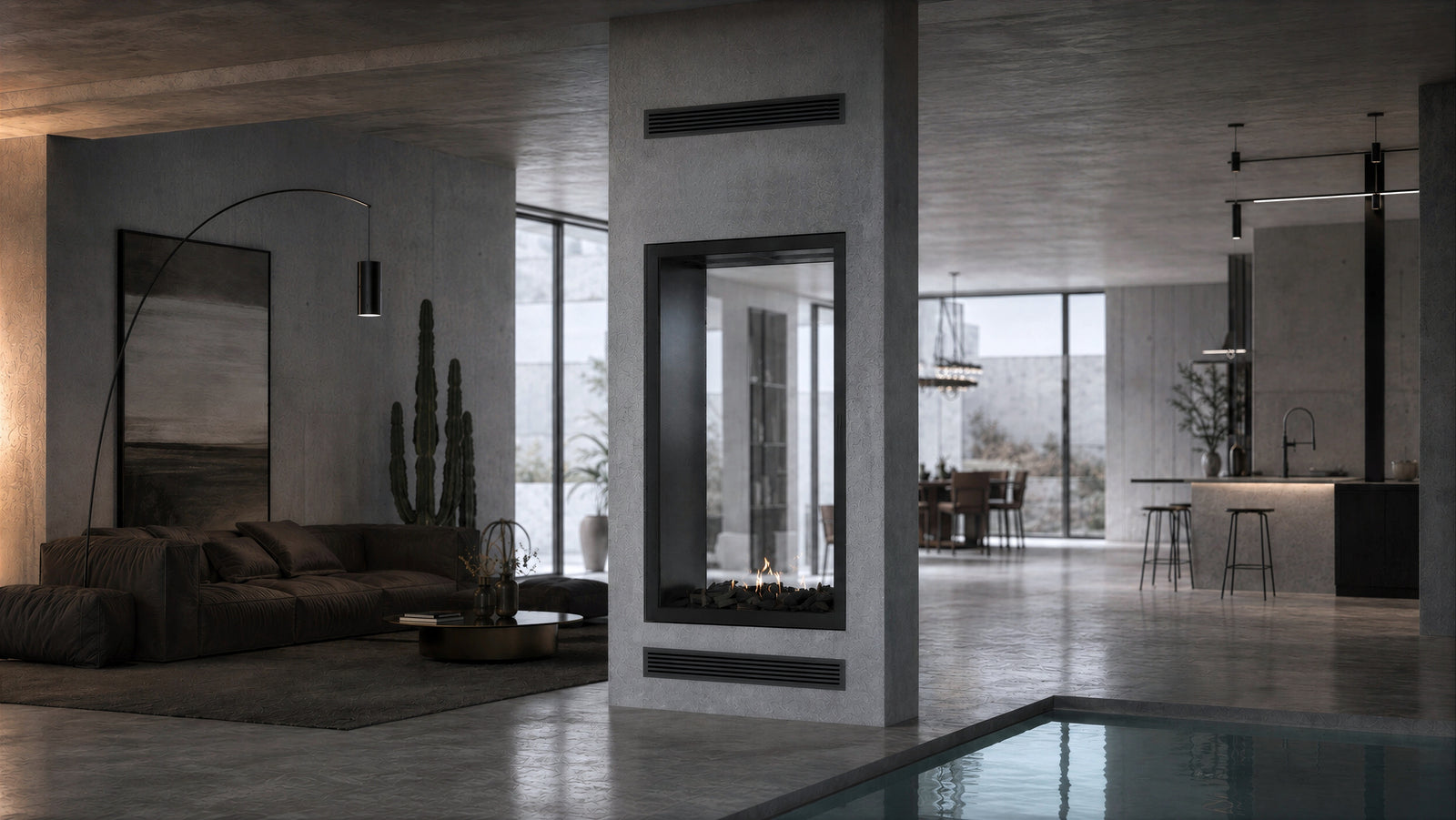 Fame Vertical See-Through Fireplace Full Glass 60 x 120 cm