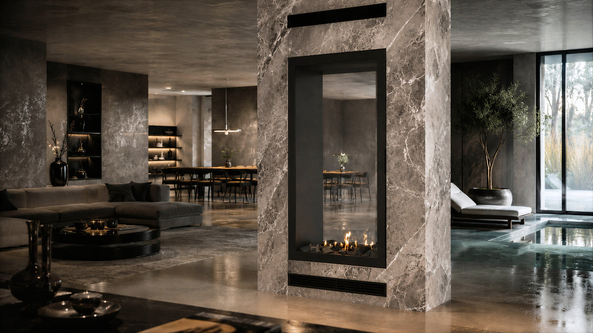 Fame Vertical See-Through Fireplace Full Glass 60 x 140 cm