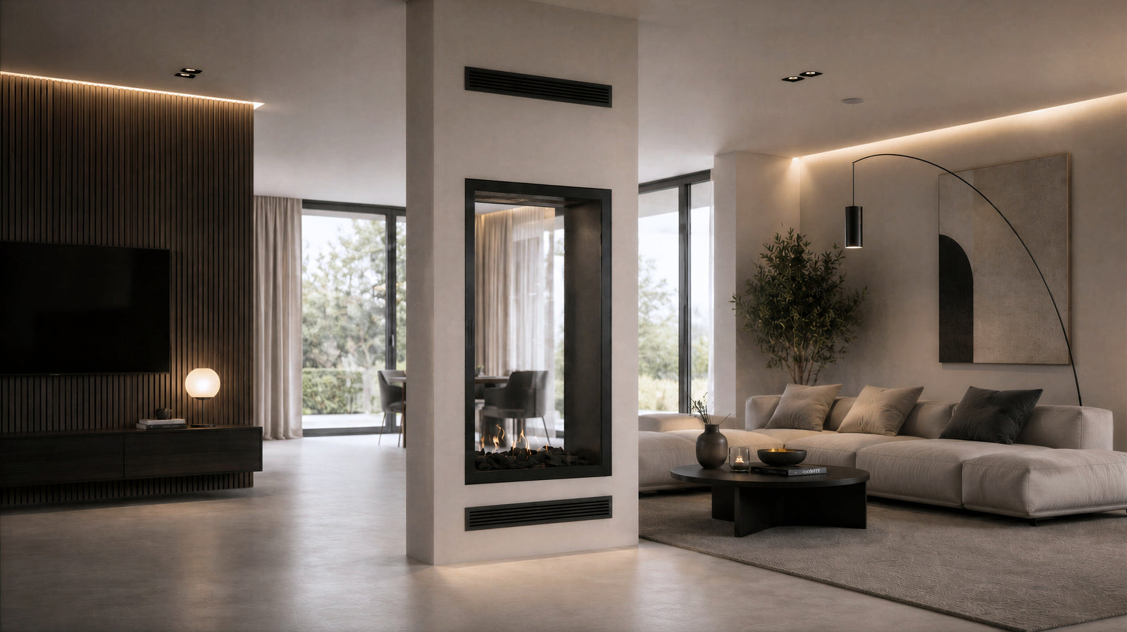 Fame Vertical See-Through Fireplace Full Glass 70 x 100 cm