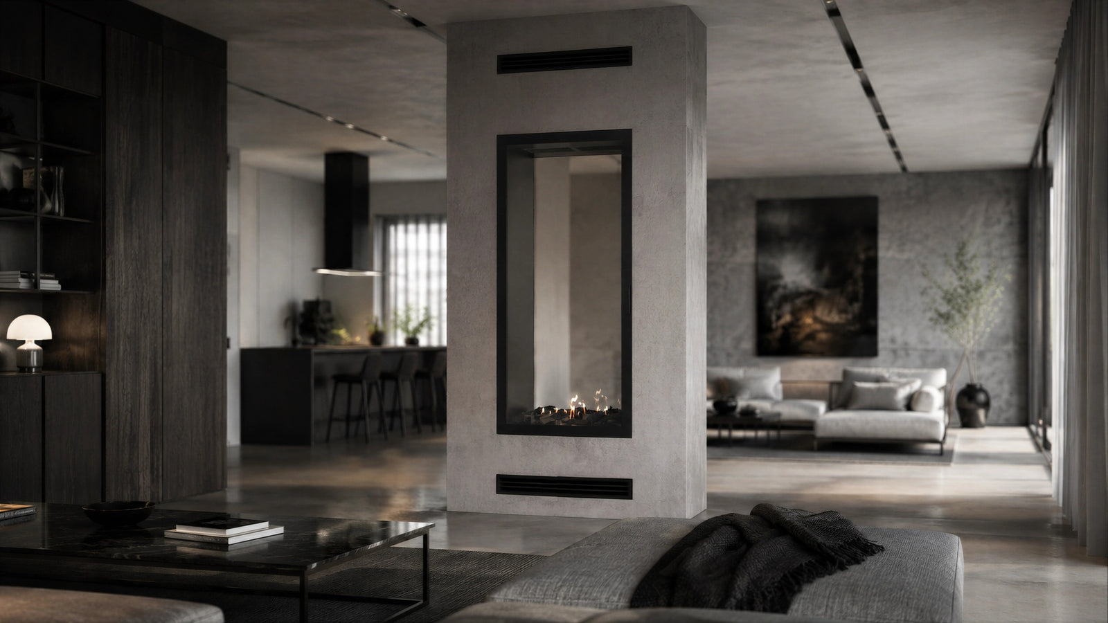 Fame Vertical See-Through Fireplace Full Glass 70 x 120 cm