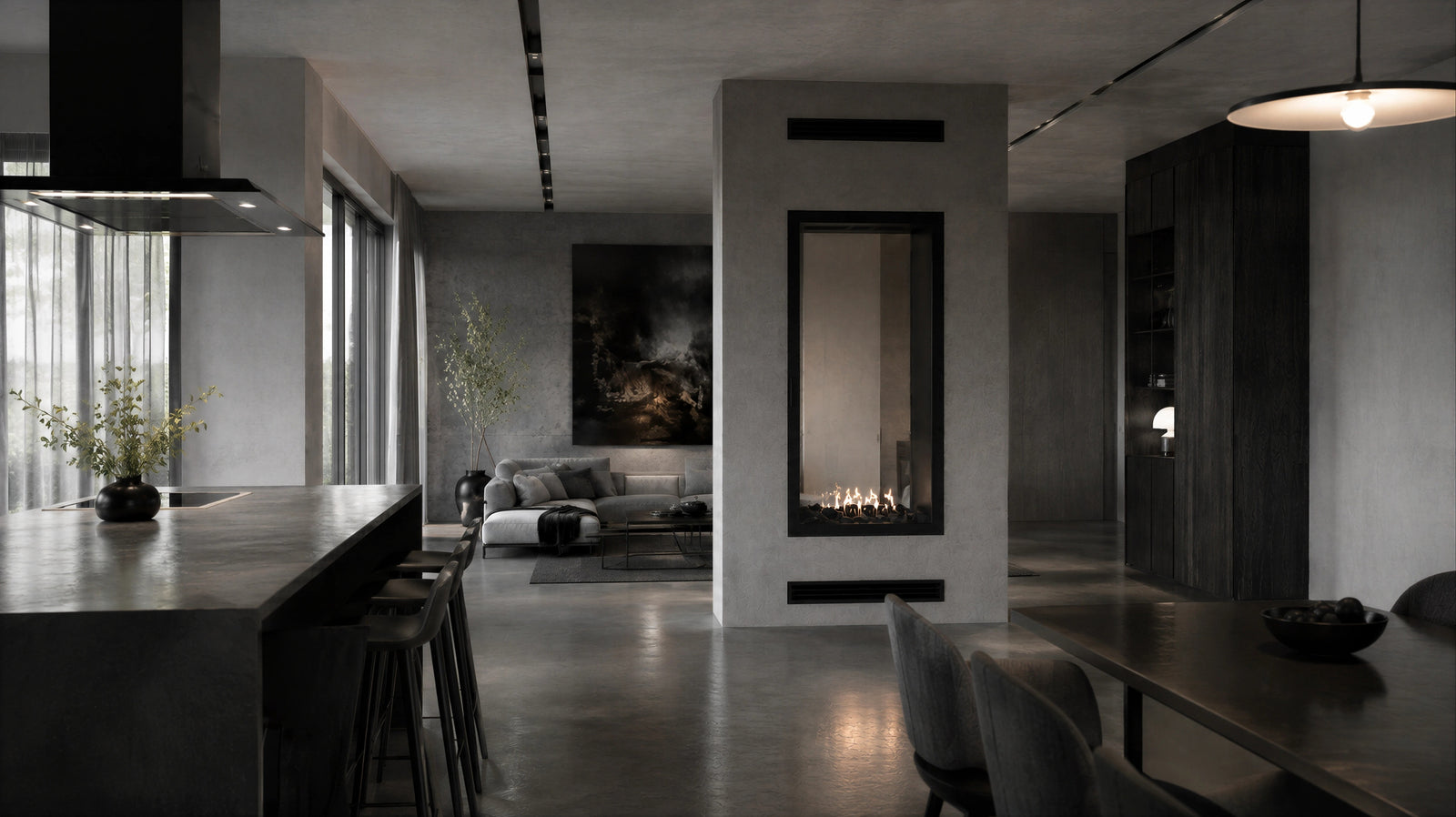 Fame Vertical See-Through Fireplace Full Glass 70 x 120 cm