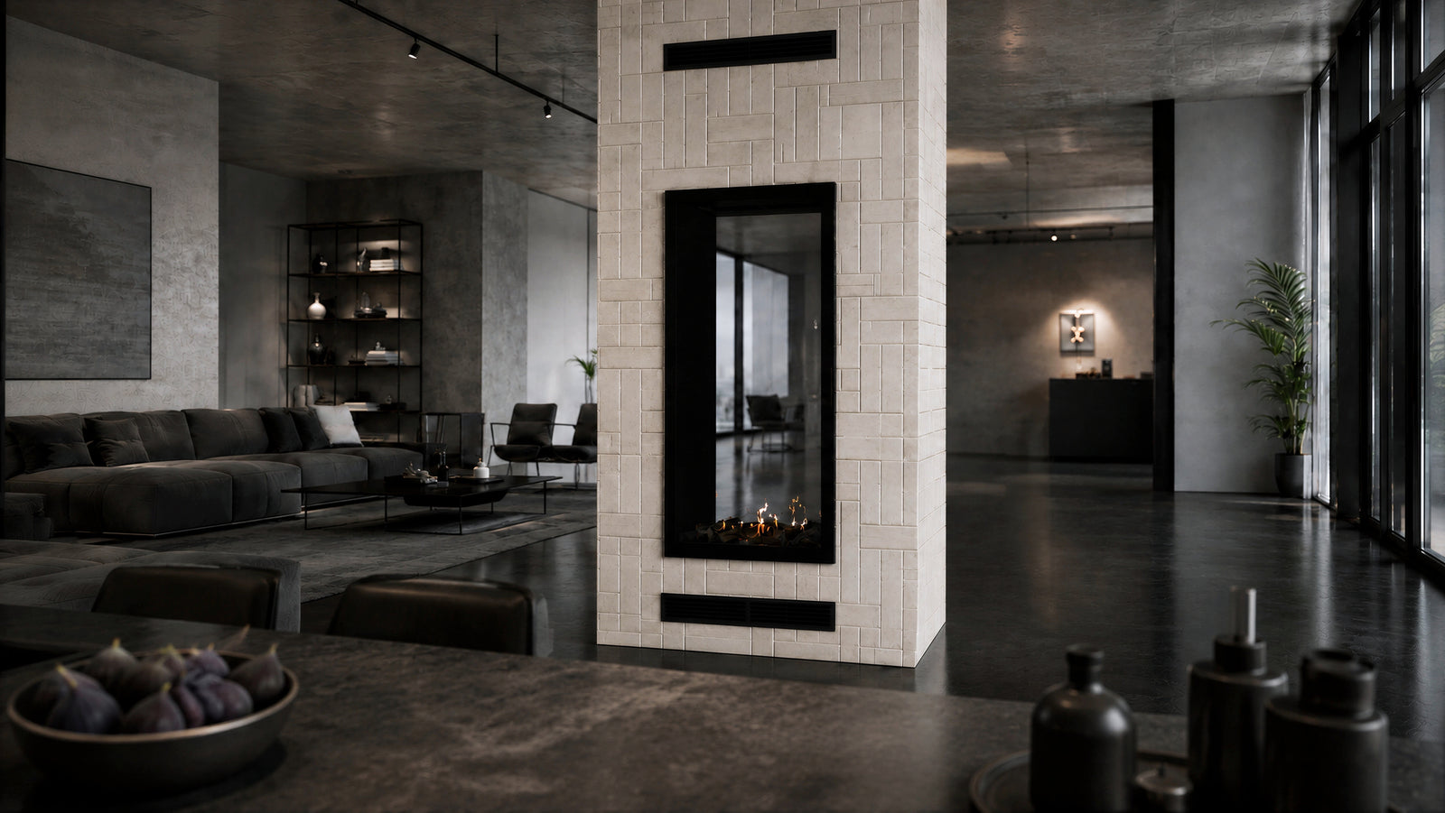 Fame Vertical See-Through Fireplace Full Glass 70 x 140 cm