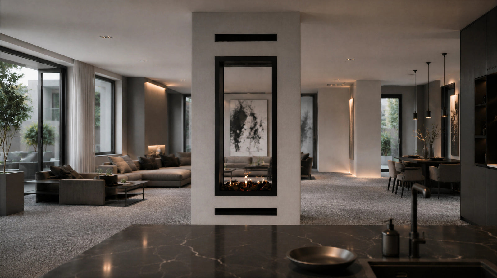 Fame Vertical See-Through Fireplace Full Glass 80 x 100 cm