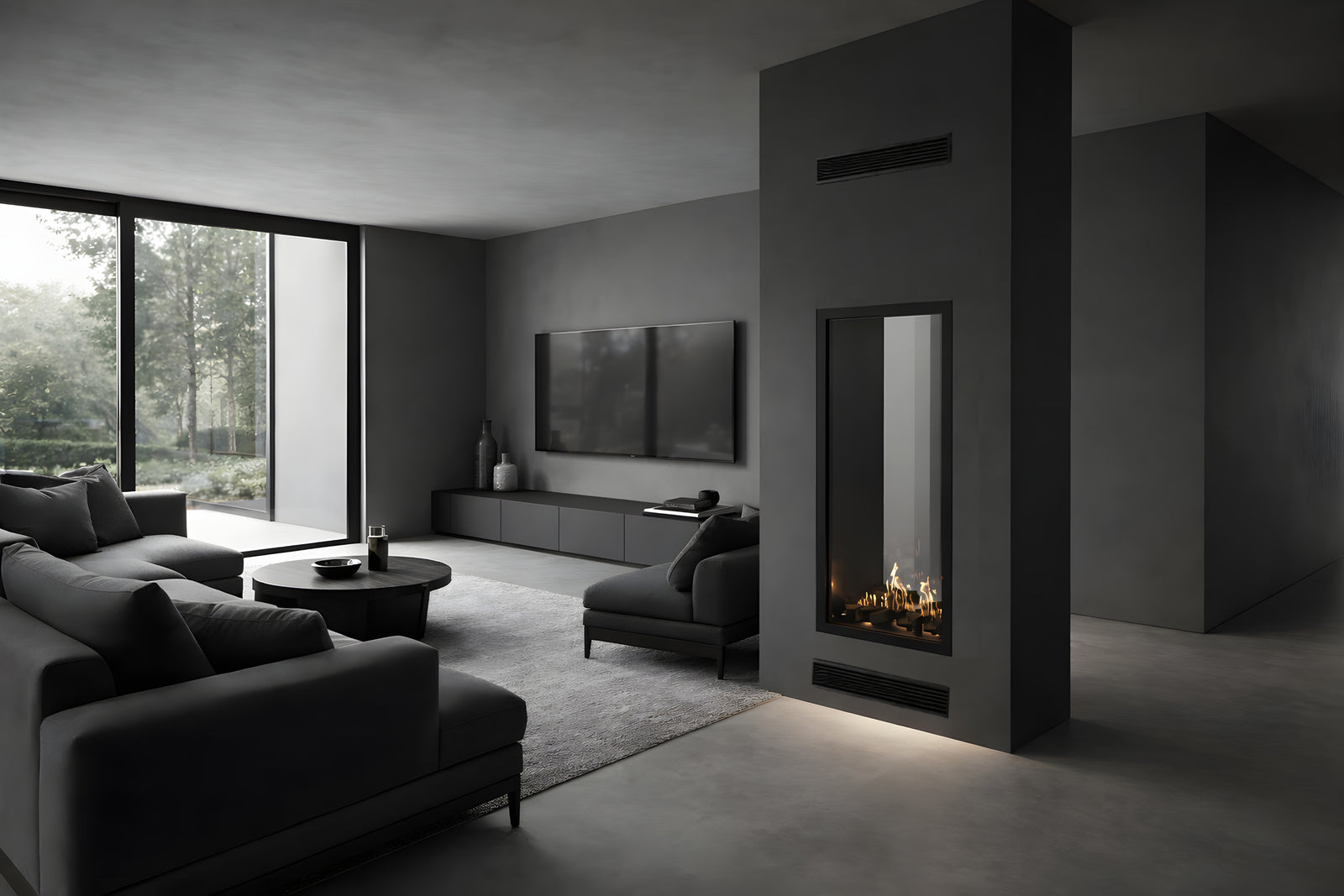 Fame Vertical See-Through Fireplace Full Glass 60 x 100 cm