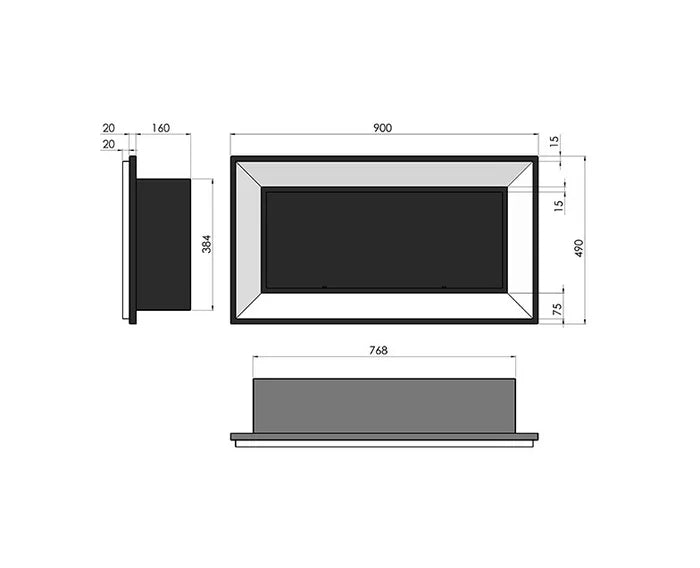 Frame bio ethanol built-in fireplace 90 CM