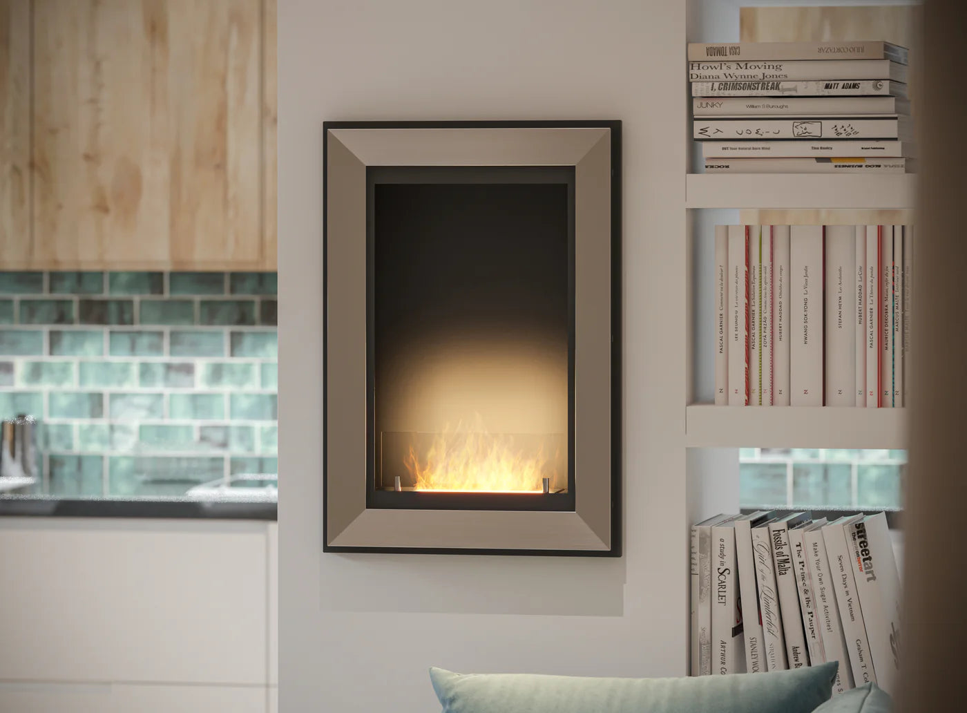 Frame White Bio Ethanol Built-in Fireplace 55 cm