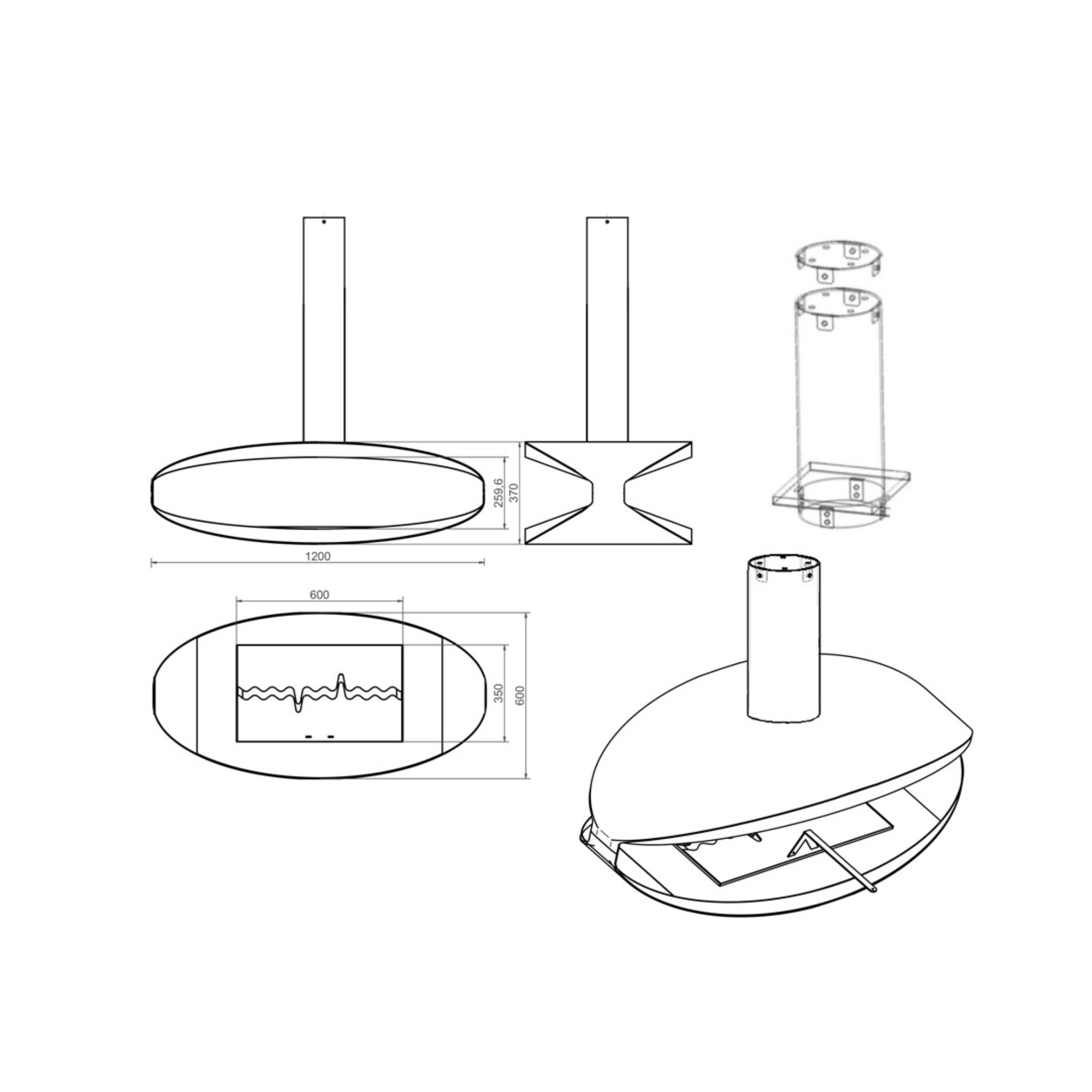 Image of Hamo Bio Ethanol Ceiling Fireplace 120 cm
