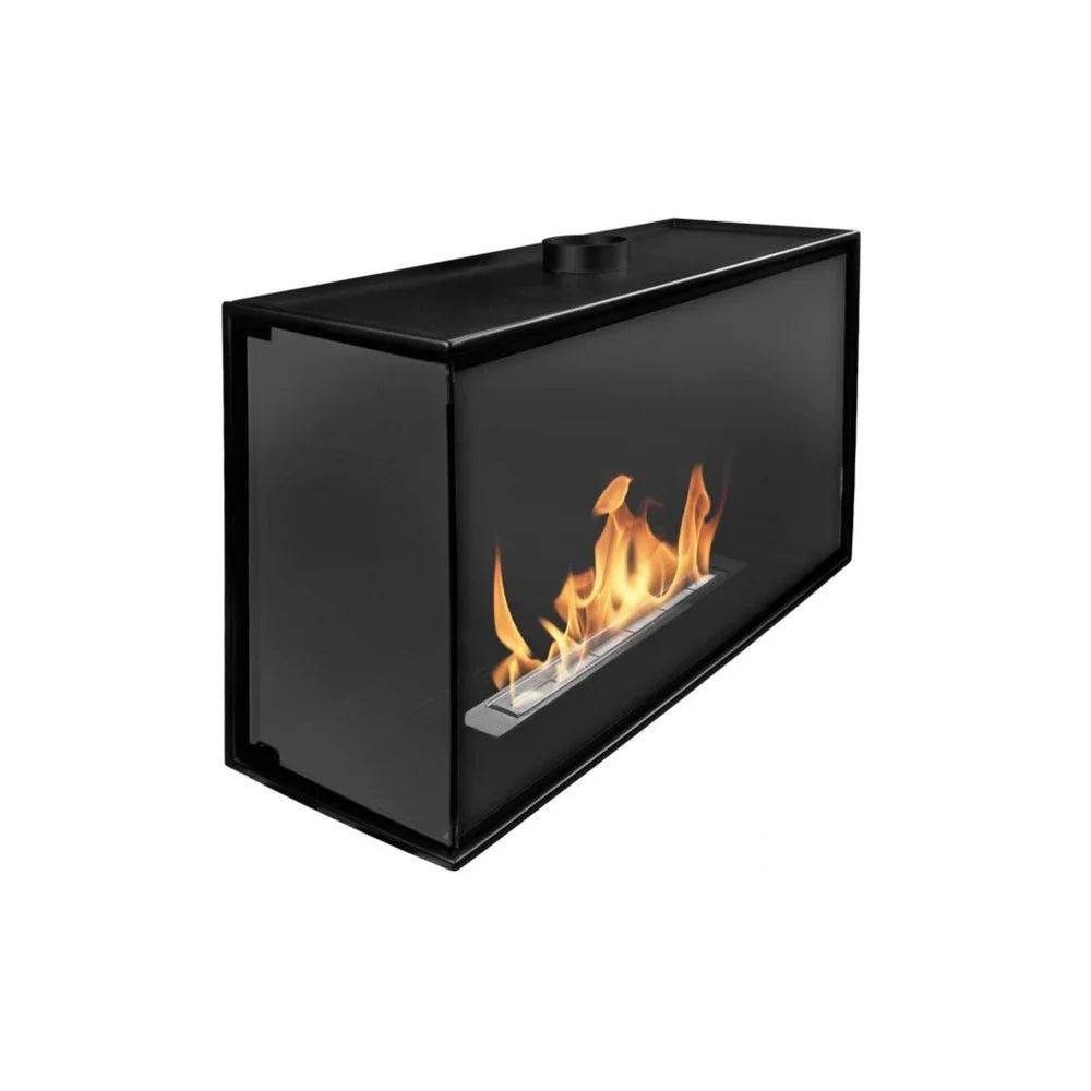 Built-in Corner Full Glass Fireplace Left 80 cm